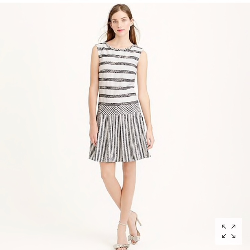 J.Crew Tweed-striped drop-waist dress, size 2